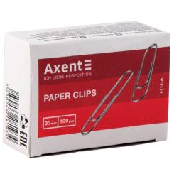 Скрепки канцелярские Axent никелированные 33мм 100шт (картонная упаковка) Фото 1