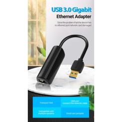 Переходник Vention USB 3.0 to Ethernet RJ45 1000Mb black Фото 2