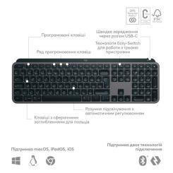Клавиатура Logitech MX Keys S Wireless UA Graphite Фото 5