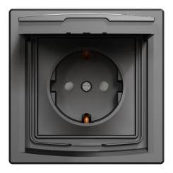 Розетка Schneider Electric ASFORA IP44, антрацит Фото