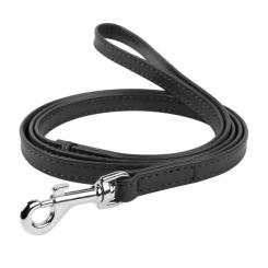 Поводок для собак WAUDOG Glamour кожаный XS черный Фото