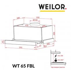 Вытяжка кухонная Weilor WT 65 FBL Фото 11
