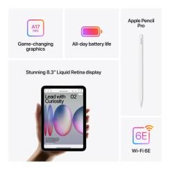 Планшет Apple iPad mini 2024 Wi-Fi 128GB Starlight Фото 5