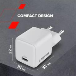 Зарядное устройство Canyon CU20C GaN 20W 1xPD EU White Фото 7