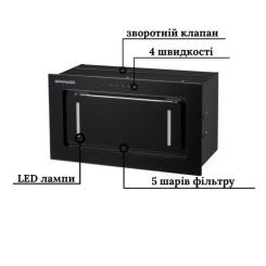Вытяжка кухонная GRANADO Palamos 1614-1200 black glass Фото 2