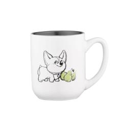 Чашка Ardesto Corgi, 380мл, кераміка, біло-сірий Фото
