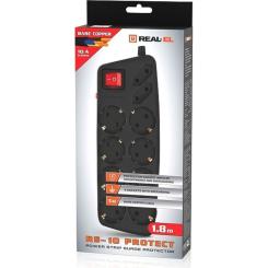 Сетевой фильтр питания REAL-EL REAL-EL RS-10 Protect, 1.8m, black Фото 7