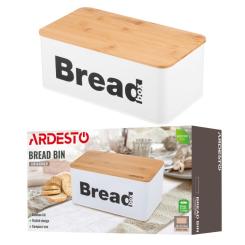 Хлебница Ardesto Midori 33х18х13см, метал, бамбук, білий Фото 10