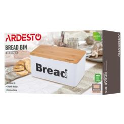 Хлебница Ardesto Midori 33х18х13см, метал, бамбук, білий Фото 11