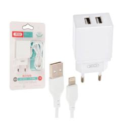 Зарядное устройство XO L75 2USB/2.4A + Lightning White Фото 1