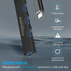 Концентратор Promate USB Hub 4 ports litehub-4.black Фото 3