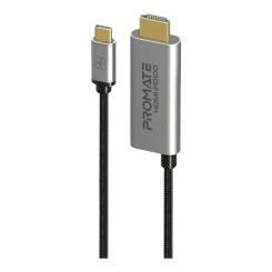 Кабель мультимедийный Promate USB-C to HDMI M 1.8m + USB-CF grey Фото