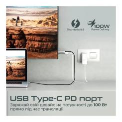 Кабель мультимедийный Promate USB-C to HDMI M 1.8m + USB-CF grey Фото 3