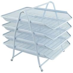 Лоток для бумаг Axent горизонтальный 4-в-1, металлический, белый Фото