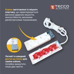 Сетевой удлинитель TECCO 2м 3 поста white Фото 3