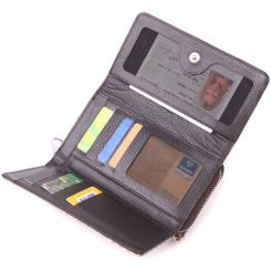 Портмоне Karya Из лакированной фактурной кожи Бежевое Фото 7