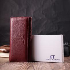 Кошелек ST Leather Из натуральной кожи Бордовый Фото 9