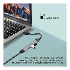Концентратор Promate USB-C 4-in-1 порти Promate litehub-4.grey Фото 1