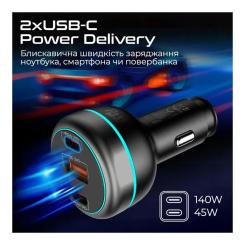 Зарядное устройство Promate 2xUSB-C PD + USB-A QC3.0 Фото 2