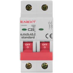 Автоматический выключатель E.NEXT 2-п e.mcb.stand. 25А C ( 4,5кА) Фото 1