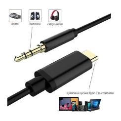 Кабель мультимедийный XoKo USB-C to 3.5mm M 1.0m black Фото 3