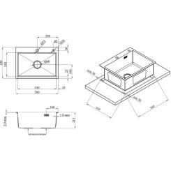 Мойка кухонная Kroner Geburstet-5843HM Фото 8