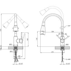 Смеситель Kroner Kuche-C132BLK Фото 8