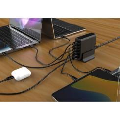Зарядное устройство Gembird 4xUSB-C PD25W + 2xUSB QC3.0 18W black Фото 3