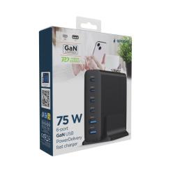 Зарядное устройство Gembird 4xUSB-C PD25W + 2xUSB QC3.0 18W black Фото 4