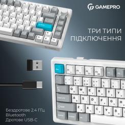 Клавиатура GamePro Asgard Yord Wireless/Bluetooth/USB UA White Фото 5