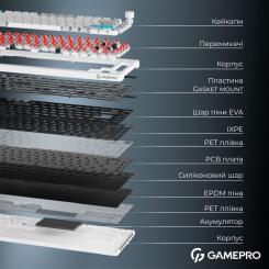 Клавиатура GamePro Asgard Yord Wireless/Bluetooth/USB UA White Фото 6