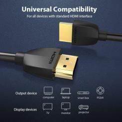 Кабель мультимедийный Vention HDMI M to HDMI M 1.0m 4K60Hz black Фото 1