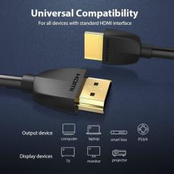 Кабель мультимедийный Vention HDMI M to HDMI M 1.0m 4K60Hz black Фото 6