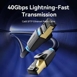 Патч-корд Vention 8м, S/FTP cat 8 RJ-45 black Фото 1