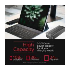 Батарея универсальная Energizer 30000mAh 15W 3A, USB-А, 2хUSB-C Black Фото 4