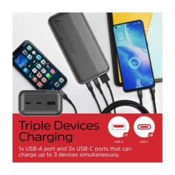 Батарея универсальная Energizer 30000mAh 15W 3A, USB-А, 2хUSB-C Black Фото 5