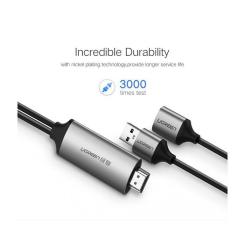 Кабель мультимедийный Ugreen USB to HDMI 1.5m gray Фото 1