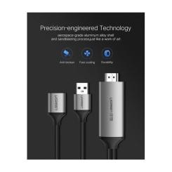 Кабель мультимедийный Ugreen USB to HDMI 1.5m gray Фото 2