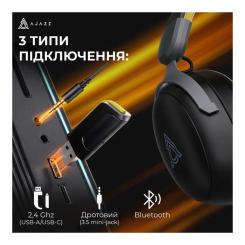 Наушники Ajazz AHM08 MAX 3-Mode Black Фото 2
