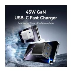 Зарядное устройство Vention 2xUSB-C PD45W GaN white Фото 1