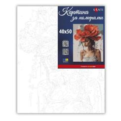 Картина по номерам Santi Дівчина з червоною квіткою 40х50 Фото 1