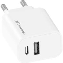 Зарядное устройство Grand-X 1xUSB-C + 1xUSB 21W OCP white Фото 3