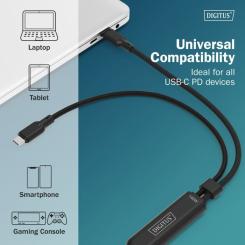 Дата кабель Digitus USB-C to 2xUSB-C 1.8m 140W black Фото 4