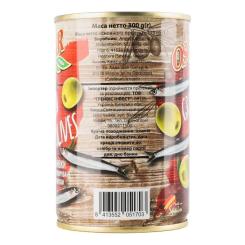 Овощная консервация Oscar foods Оливки фаршированные анчоусом 300 г Фото 1