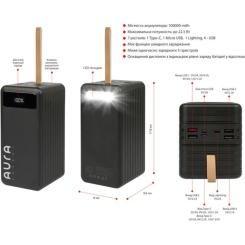 Батарея универсальная AURA NRG-P100 100000mAh 22.5W Black Фото 1