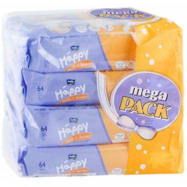 Детские влажные салфетки Bella Baby Happy Milk & Honey Mega Pack 4 х 64 шт Фото