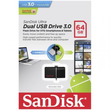 USB флеш накопитель SanDisk 64GB Ultra Dual Drive Black OTG USB 3.0 Фото 6