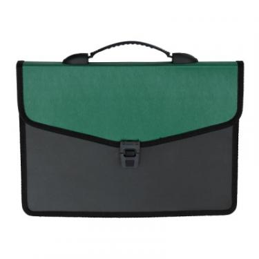 Папка - портфель Buromax 3 compartments, with a lock, green Фото