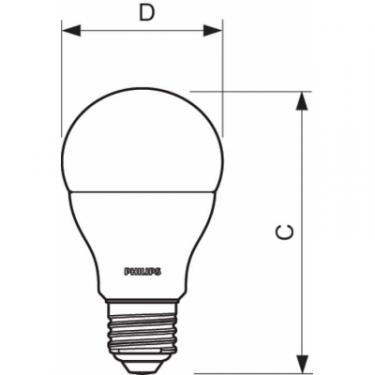 Лампочка Philips Bulb E27 7-60W 230V 3000K A60/PF Фото 1