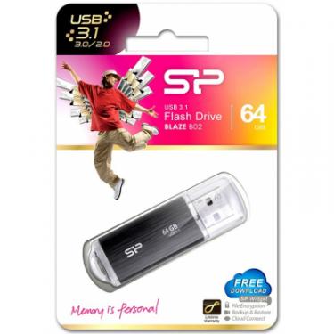 USB флеш накопитель Silicon Power 64GB Blaze B02 Black USB 3.1 Фото 4